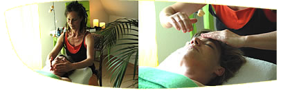 Gesichtsmassage mit ätherischen Ölen