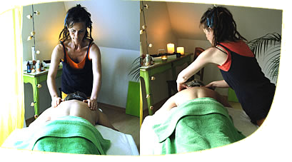 Professionelle Rückenmassage mit ätherischen Ölen
